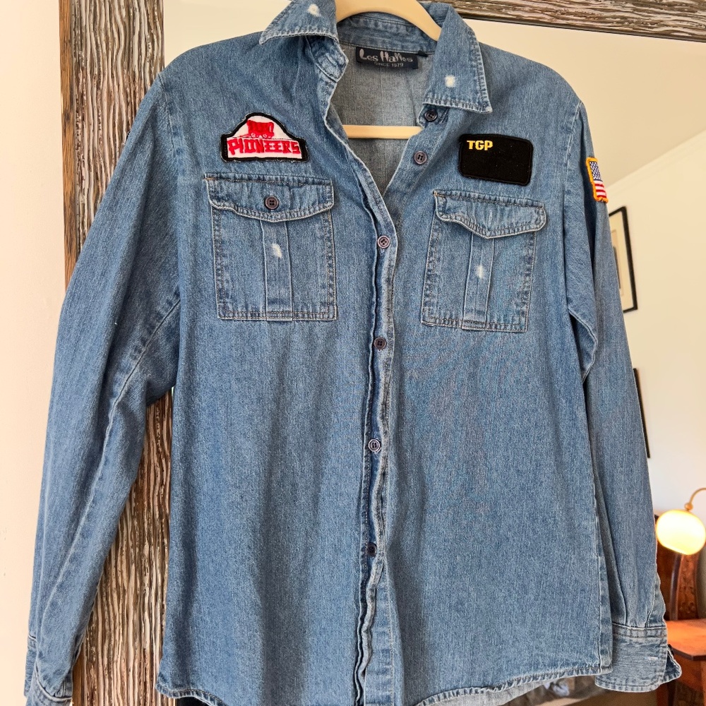 Les Halles denim patch work shirt unisex S/M